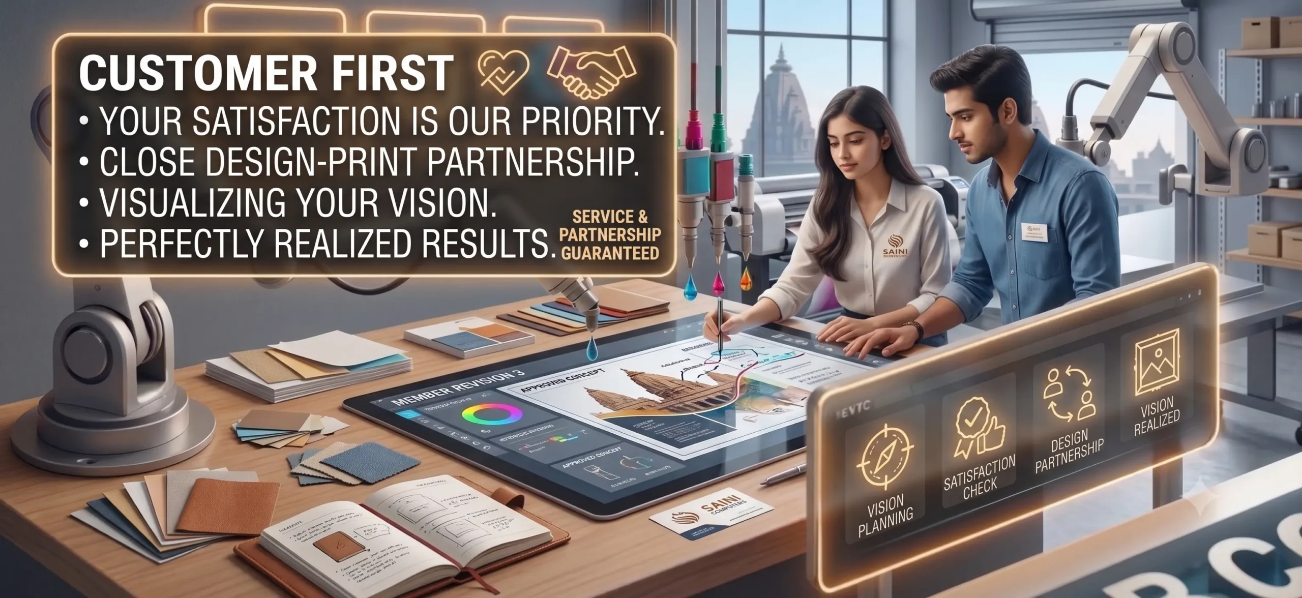 Your satisfaction is our priority. We work closely with you from design to final print to ensure your vision is perfectly realized.